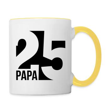 Papa 2025 - Tasse zweifarbig - Weiß/Gelb - Rechts