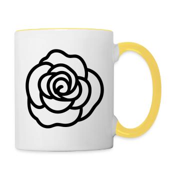 Rosa Blume - Tasse zweifarbig - Weiß/Gelb - Rechts