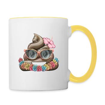 Hawaii pile off poo - Contrasting Mug - white/yellow - Right