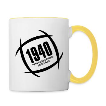Hervorragender Jahrgang 1940 geboren - Tasse zweifarbig - Weiß/Gelb - Rechts