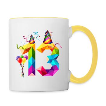 13TH BIRTHDAY - THIRTEEN - TEENAGER - TEEN TEEN - Contrasting Mug - white/yellow - Right
