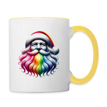 🎅✨ Magischer Regenbogen-Weihnachtsmann ✨🎅 - Tasse zweifarbig - Weiß/Gelb - Rechts