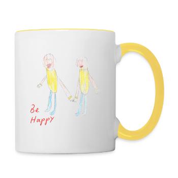 be happy - Contrasting Mug - white/yellow - Right