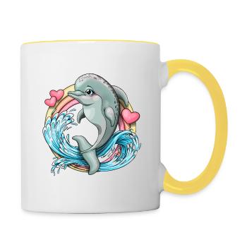 Delfin - Tasse zweifarbig - Weiß/Gelb - Rechts