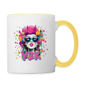 Y2K Néon rétro - Mug contrasté - blanc/jaune - Droite