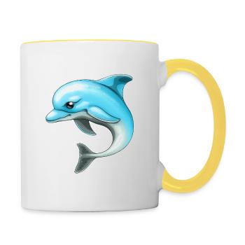 Delfin - Tasse zweifarbig - Weiß/Gelb - Rechts