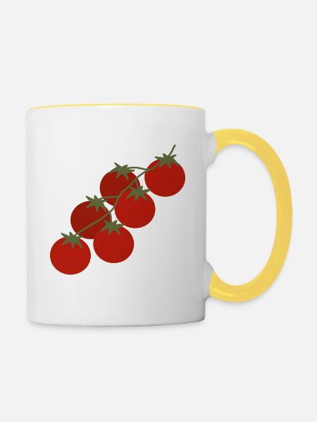 Kirschtomaten-Rebe - Tasse zweifarbig - Weiß/Gelb