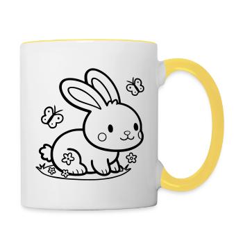 Lapin mignon Lapin - Mug contrasté - blanc/jaune - Droite