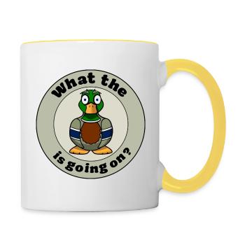 What the duck is going on - Tasse zweifarbig - Weiß/Gelb - Rechts