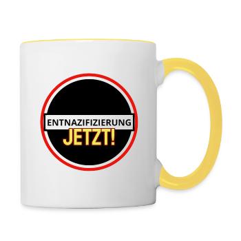 Entnazifizierung jetzt! - Tasse zweifarbig - Weiß/Gelb - Rechts