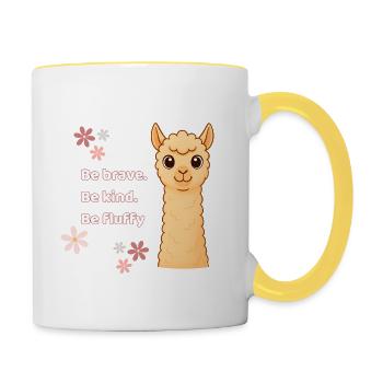 Soyez courageux – des alpagas moelleux - Mug contrasté - blanc/jaune - Droite