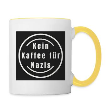 Kein Kaffee für Nazis - Tasse zweifarbig - Weiß/Gelb - Rechts