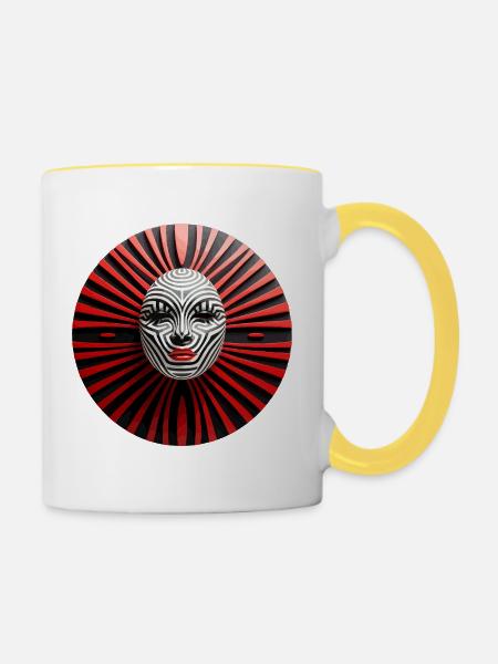 Zebra-Maske - Tasse zweifarbig - Weiß/Gelb