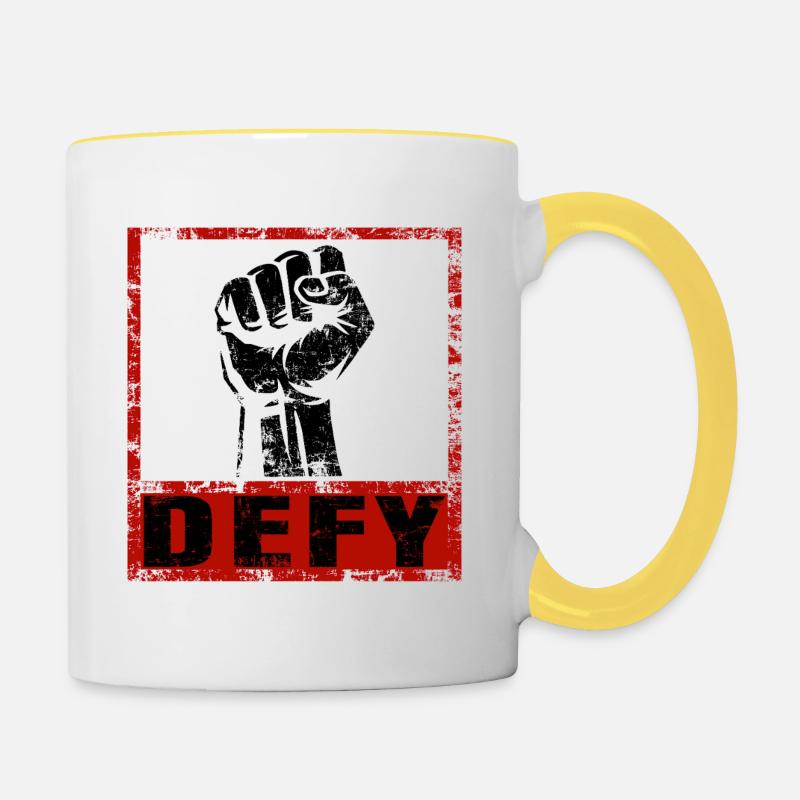 Solide et clair – T-shirt DEFY - Mug contrasté - blanc/jaune