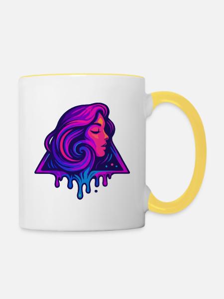 Dreieck Profil - Tasse zweifarbig - Weiß/Gelb