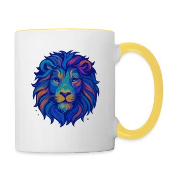 Saphir Löwe - Tasse zweifarbig - Weiß/Gelb - Rechts