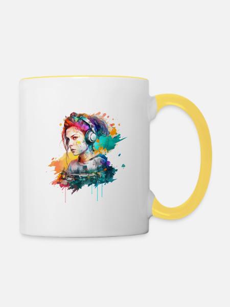 Farb DJane - Tasse zweifarbig - Weiß/Gelb