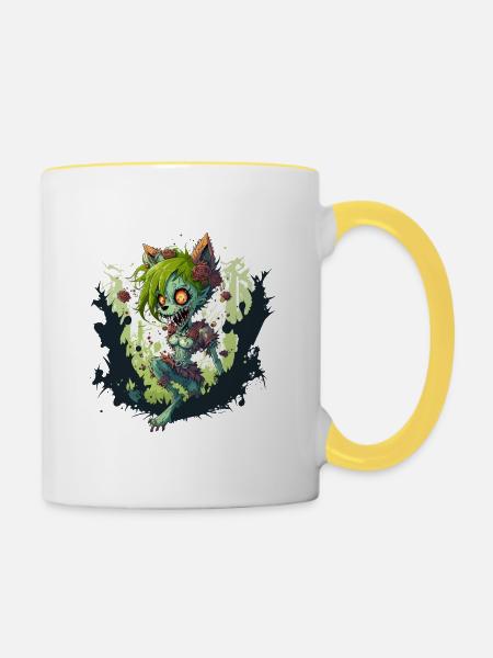 Zombie Fuchs - Tasse zweifarbig - Weiß/Gelb