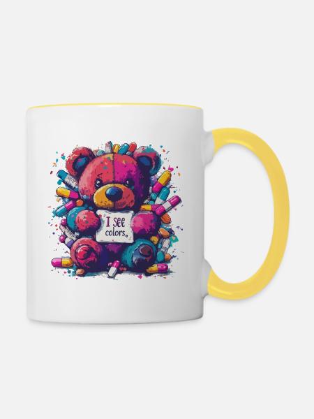 Visionärbär - Tasse zweifarbig - Weiß/Gelb