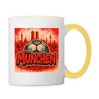 Muenchen im Graffiti Stil - Tasse zweifarbig - Weiß/Gelb - Rechts