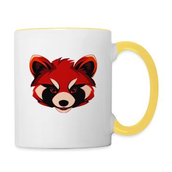 Roter Panda Low Poly Art Design - Tasse zweifarbig - Weiß/Gelb - Rechts