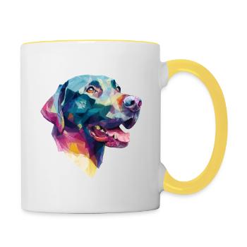 Conception Low Poly Labrador Retriever - Mug contrasté - blanc/jaune - Droite