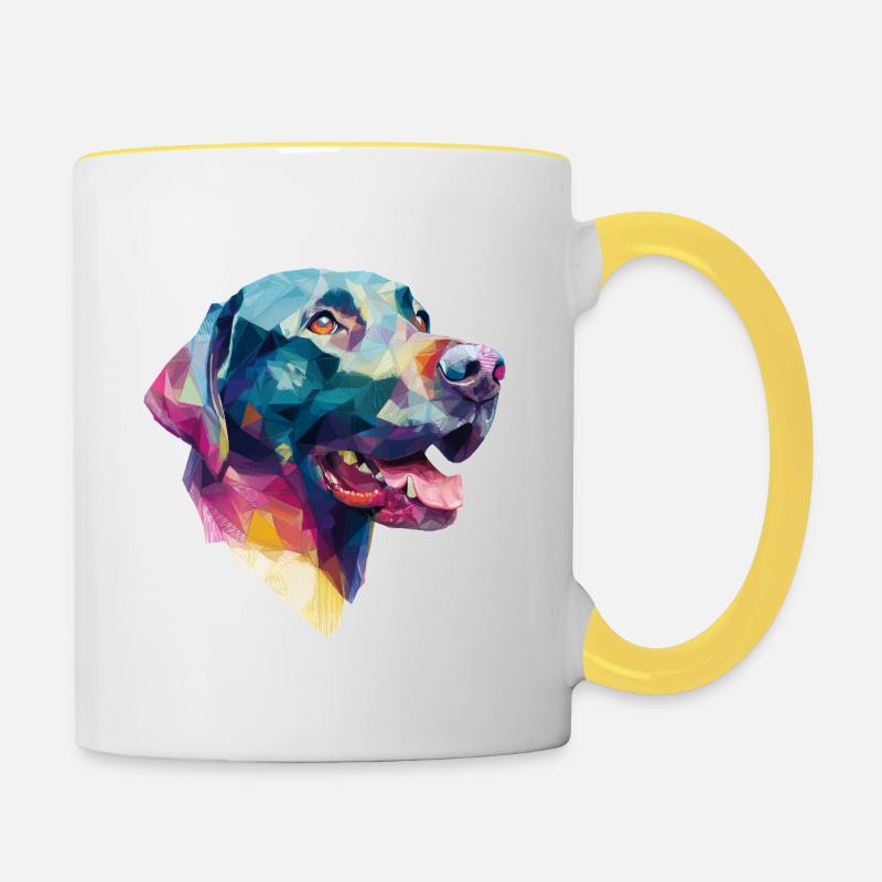 Low Poly Labrador Retriever Design - Contrasting Mug - white/yellow