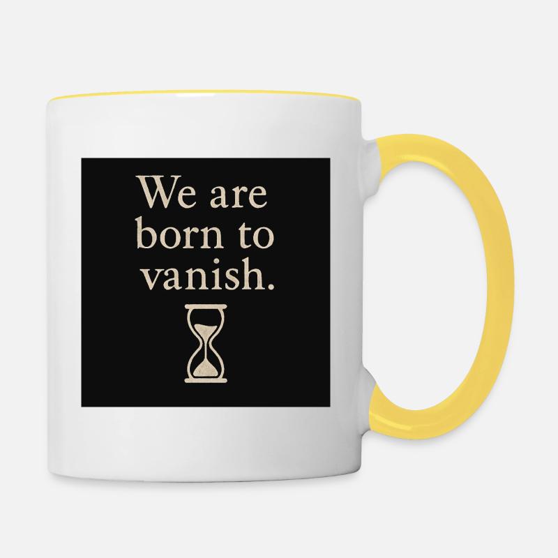 Transience Saying with Hourglass Design - Contrasting Mug - white/yellow