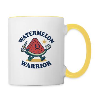 Watermelon Warrior – Bold Slice Design - Contrasting Mug - white/yellow - Right