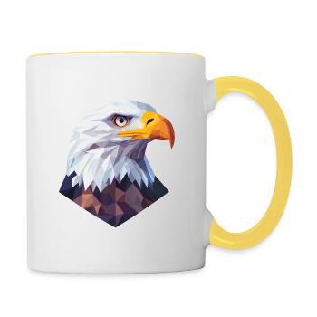 Eagle Head Low Poly Logo Design - Contrasting Mug - white/yellow - Right