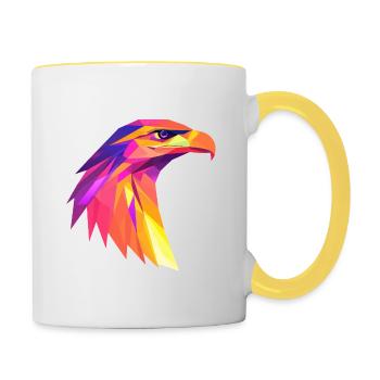 Eagle Head Low Poly Logo Design - Contrasting Mug - white/yellow - Right