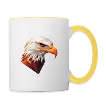 Eagle Head Low Poly Art Logo Design - Contrasting Mug - white/yellow - Right