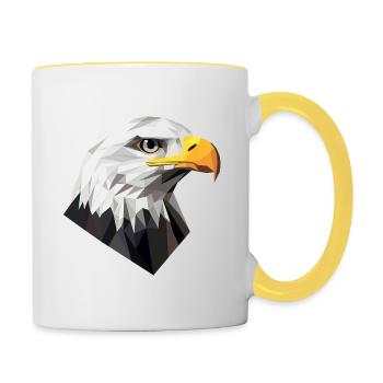 Eagle Head Low Poly Logo Design - Contrasting Mug - white/yellow - Right