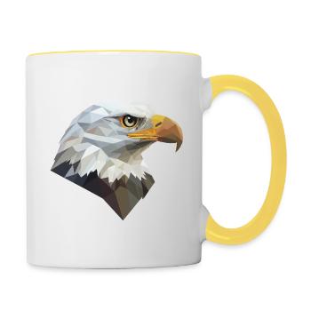 Eagle Head Low Poly Art Logo Design - Contrasting Mug - white/yellow - Right