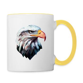 Eagle Head Low Poly Art Logo Design - Contrasting Mug - white/yellow - Right