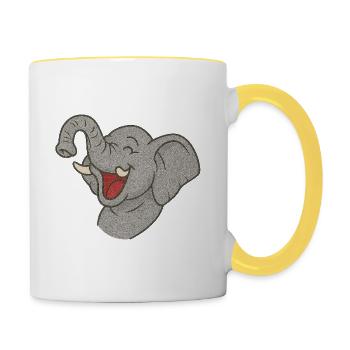 Elefand_der_lacht - Tasse zweifarbig - Weiß/Gelb - Rechts