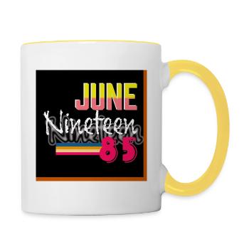 June Nineteen 85 Retro Neon Design - Contrasting Mug - white/yellow - Right