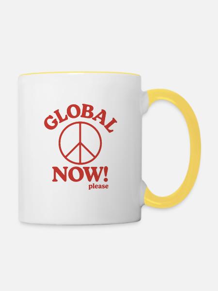 Friede - Tasse zweifarbig - Weiß/Gelb