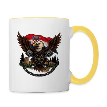 Kroatischer Kaiserlicher Kreuzfahreradler - Tasse zweifarbig - Weiß/Gelb - Rechts