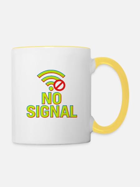 Glitch Tech Design - Tasse zweifarbig - Weiß/Gelb