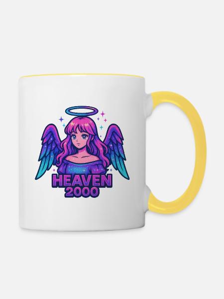 Himmlisches Engel-Design - Tasse zweifarbig - Weiß/Gelb