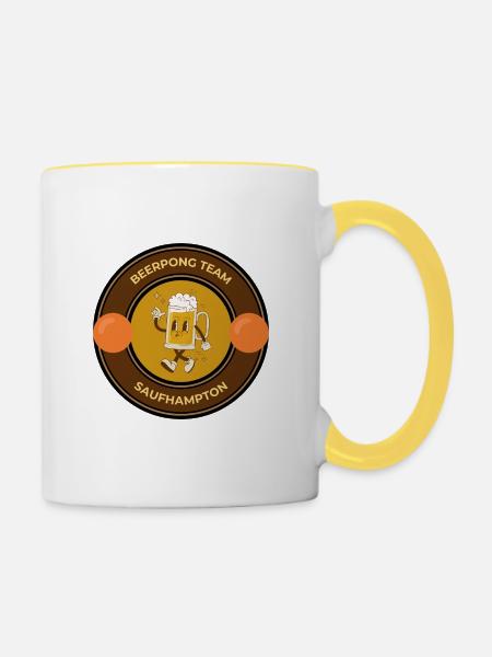 Bierpong Team Saufhampton Logo - Tasse zweifarbig - Weiß/Gelb