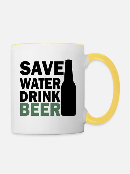 Hopfen und Gerste Bier Illustration - Tasse zweifarbig - Weiß/Gelb