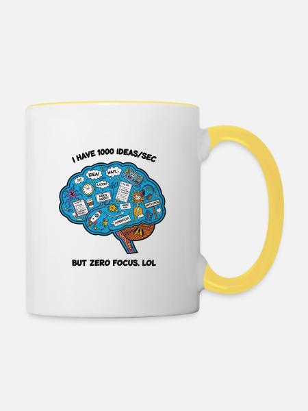 Kreative Brainstorming-Illustration - Tasse zweifarbig - Weiß/Gelb