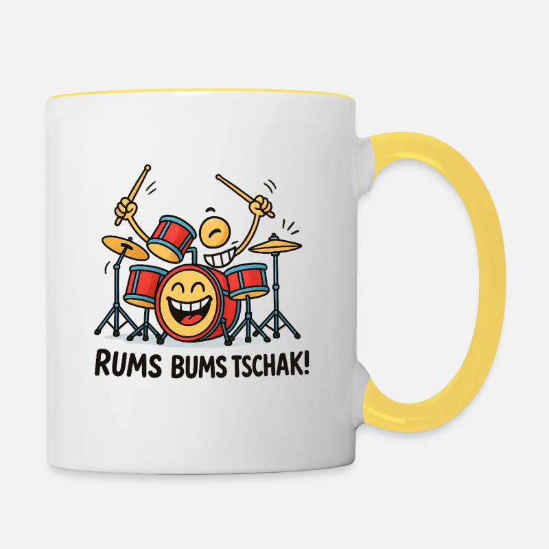 Batteur de batterie énergique - Mug contrasté - blanc/jaune