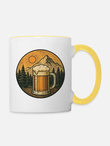 Alpenbier Panorama - Tasse zweifarbig - Weiß/Gelb