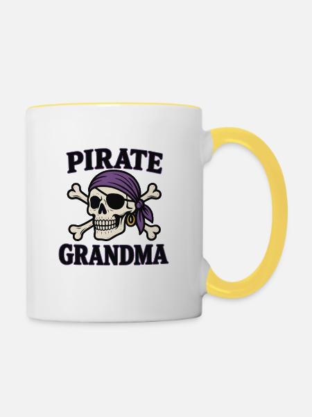 Pirate Grandma - Tasse zweifarbig - Weiß/Gelb