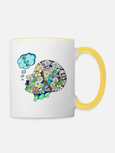 Kreativer Geist - Tasse zweifarbig - Weiß/Gelb