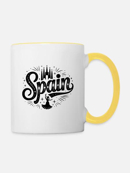 Spanien - Souvenir-Design - Tasse zweifarbig - Weiß/Gelb