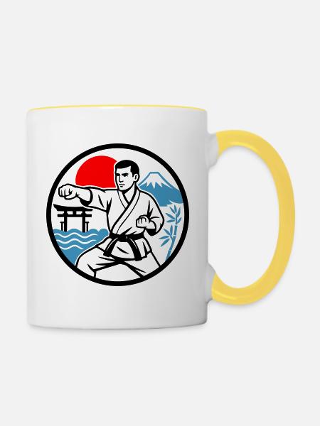 Karate Nature - Tasse zweifarbig - Weiß/Gelb
